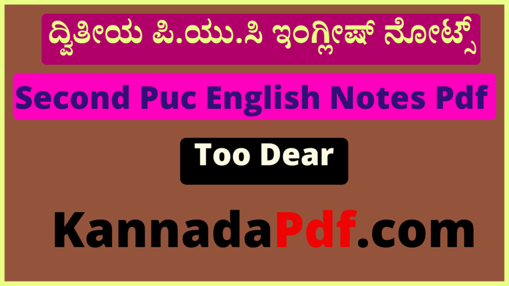 2nd Puc Too Dear Lesson English Notes Pdf Karnataka