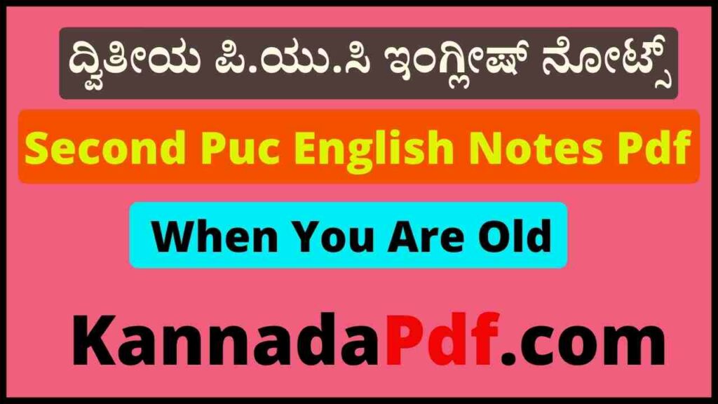 2nd Puc English When You Are Old Notes Pdf 2022